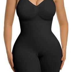 SHAPERX Women's Bra Free Bodysuits Tummy Control Shapewear Mid Thigh Body Shaper with Removable Pads
