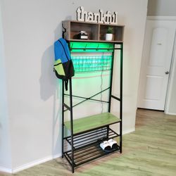 New Entryway Coat/Shoe Rack With Bench & LED light