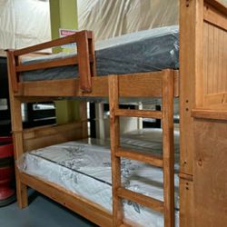 PINEWOOD BUNK BED MATTRESSES. INCLUDED
