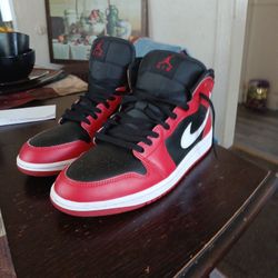 High Top Red Black White Jordan Dunks 