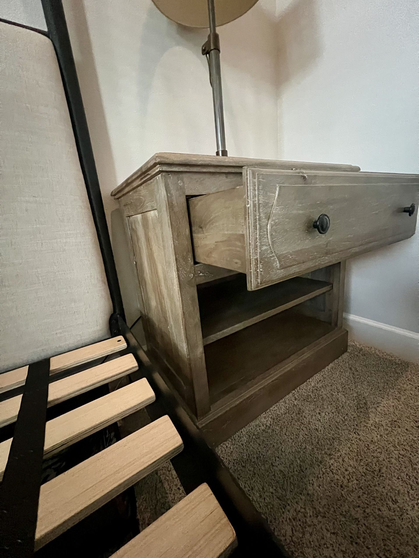 Set Of 2 Pottery Barn Light Washed Wood Nightstands