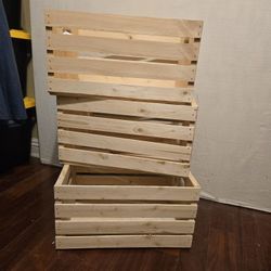 Style Selections Wood Crates Bins 3-Piece Lot Made In Canada (AZUSA) 