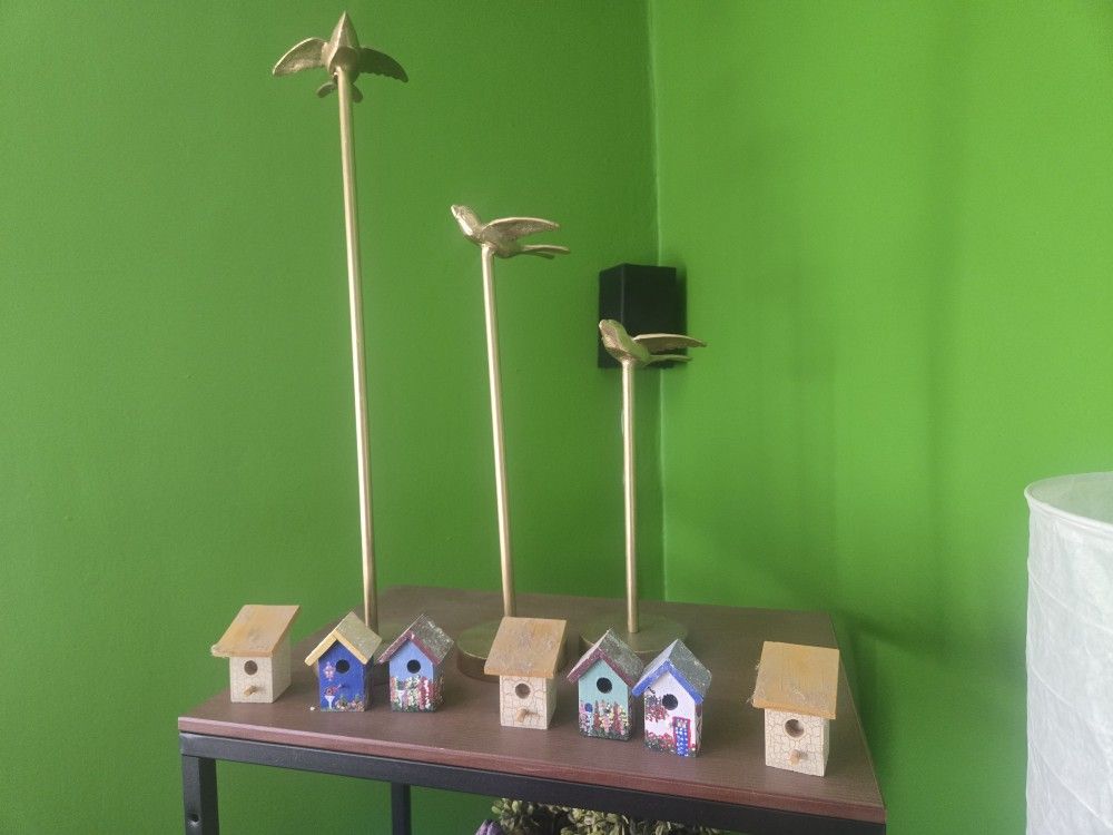 Small Bird Houses Metal Bird In Flight Everything In The Picture