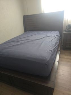 Hudson Queen Pecan Storage Platform Bed