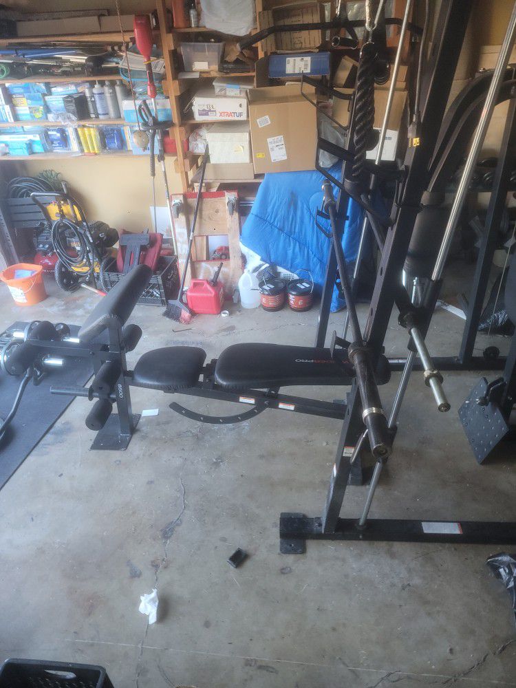 Weider Pro 8500 Smith Cage System Bench 345 Lbs Of Weights 