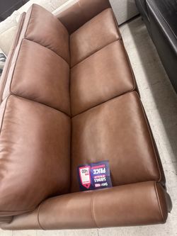 Brown leather couch