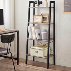 Ladder Shelf, 4-Tier Bookshelf, Storage Rack, Bookcase with Steel Frame, for Living Room, Home Office, Kitchen, Bedroom, Industrial
