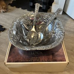 LENOX FRUIT WEAVE 3 PIECE SALAD SET WITH SERVING FORK & SPOON