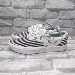 Vans ComfyCush Era Black White Striped Marshmallow Shoes Men's 10.5 Womens 12