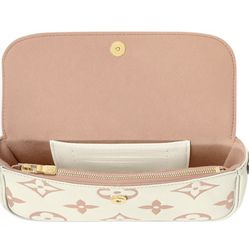 LOUIS VUITTON IVY Logo Logo Cowhide Baguette Bag Single Shoulder Crossbody Wallet Latte White Pink(716)57