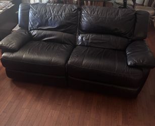 Recliner sofa and loveseat leather like brown
