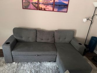 Gray Convertible Sleeper Sectional with Storage