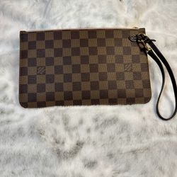 Louis Vuitton Pouch Wristlet  Damier Ebene /Pink interior.  P0209