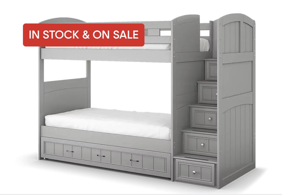 Gray Bunk Bed Full Bottom Twin Top. Stairs Have Drawers Only. Gently Used.
