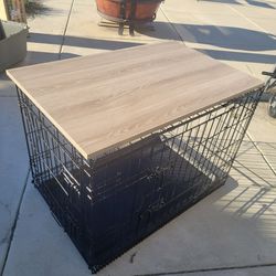 30 X 20 Double Door Steel Wire Dog Pet Crate Kennel With Wood Top And 4 Sided Cover And Crate Pan