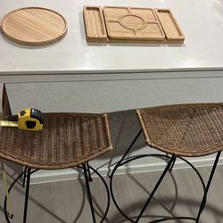 Stools and bamboo serving trays