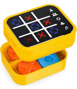 Rechargeable Tic Tac Toe Game Box with 5 Fun Brain Memory Games, Electronic Touchscreen Handheld Game, Portable Digital Puzzle Board Travel Toy, Gifts