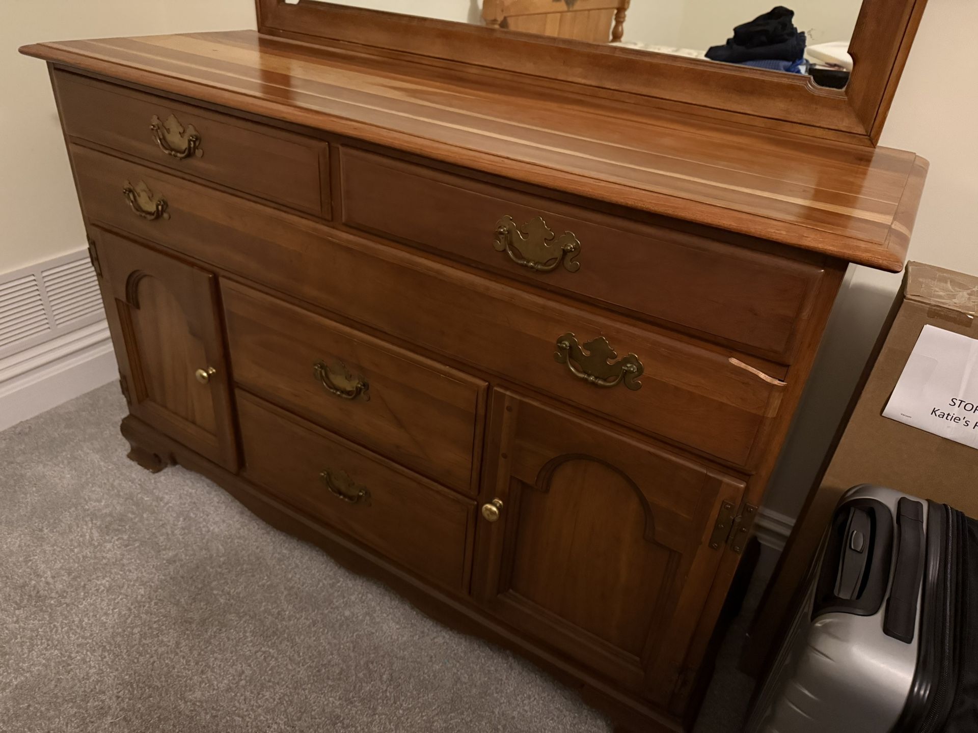 Wooden dresser with mirror