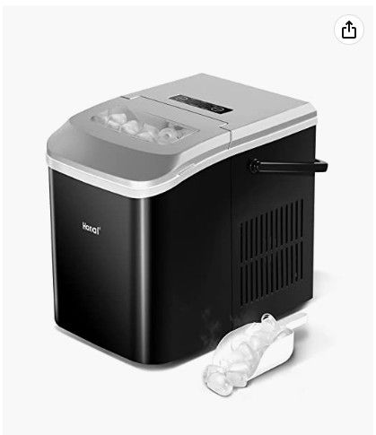 Ice Makers Countertop, 9 Cubes Ready in 8 Mins, 26.5lbs in 24Hrs, Self-Cleaning Portable Ice Machine with Ice Scoop and Basket, 2 Sizes of Bullet Ice 