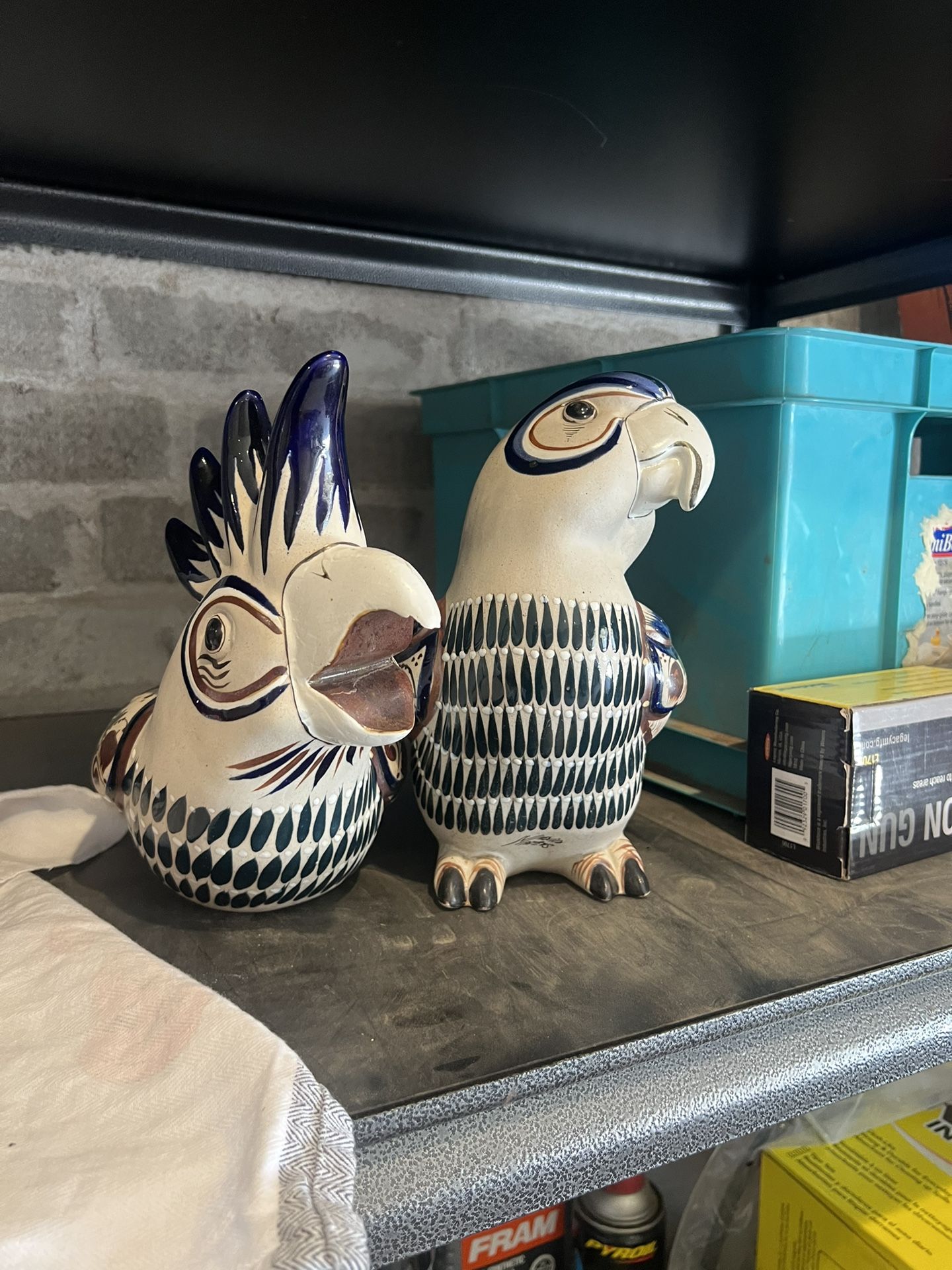 2 Large Mexico Mateo Tonala Pottery Birds