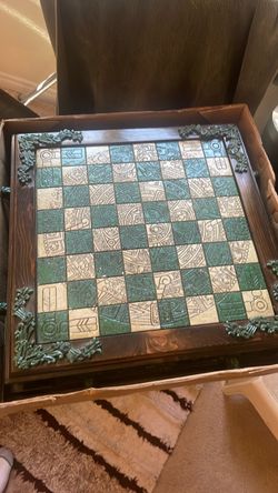 Aztec Themed Wooden Chess Board