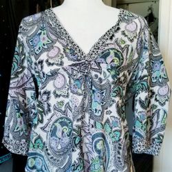 Womens Paisley Print Top L