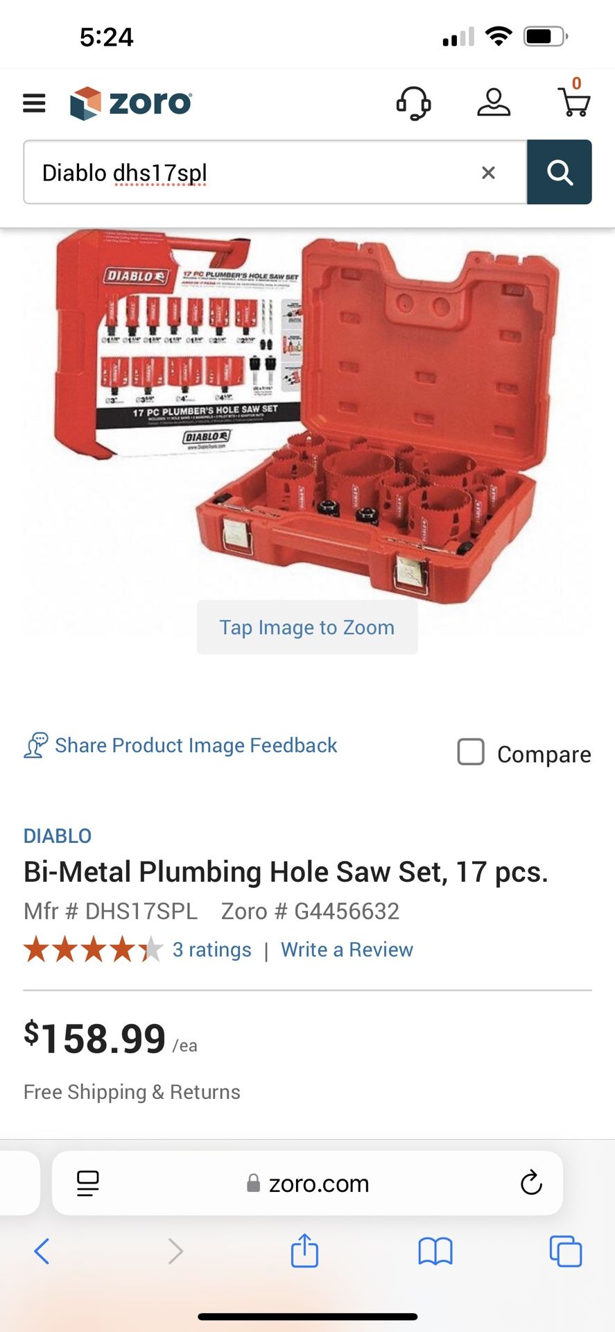 DIABLO Bi-Metal Plumbing Hole Saw Set, 17 pcs.