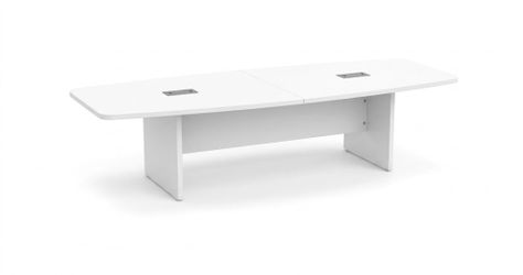 120"W x 48"D White Boat-Shaped Conference Table – Starting from $650