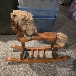 Vintage Handmade Wooden Children’s ROCKING HORSE Solid Wood