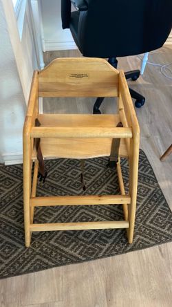 Wooden high chair with extra cover for small toddler