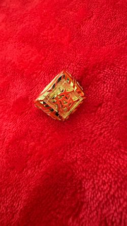 Gold-Tone Chinese Character Ring