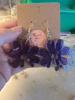 Purple, Flower Earrings