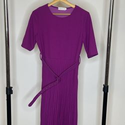 Brand New Purple Pleaded Dress With Belt.