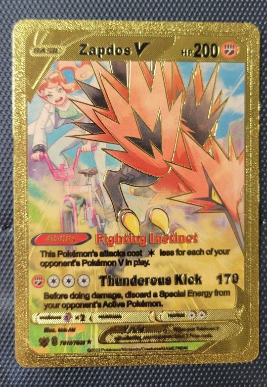 Zapdos V Gold Secret Rare Pokémon Card – Chilling Reign 174/198 –