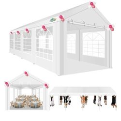 COBIZI 10x30FT Party Tent Heavy Duty Event Shelter Outdoor Wedding Gazebo Canopy for Parties Carport BBQ Commercial with Removable Sidewall Windows, 