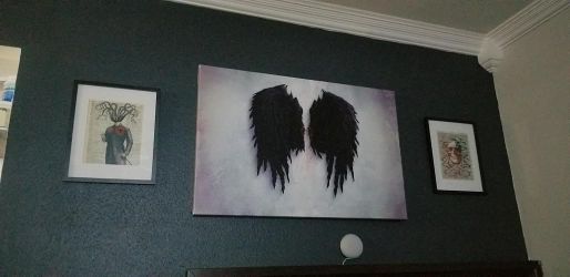 45" L x 30" W Framed Black Wings Canvas Wall Art