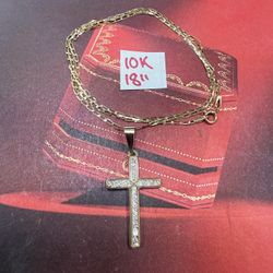 10K Solid Gold Chain and Pendant For Wedding 18 Inches Long 