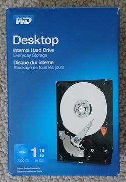 WD Blue Desktop Internal Hard Drive:  1TB, 64MB Cache, 7200 RPM, SATA (6Gb/s), 3.5"