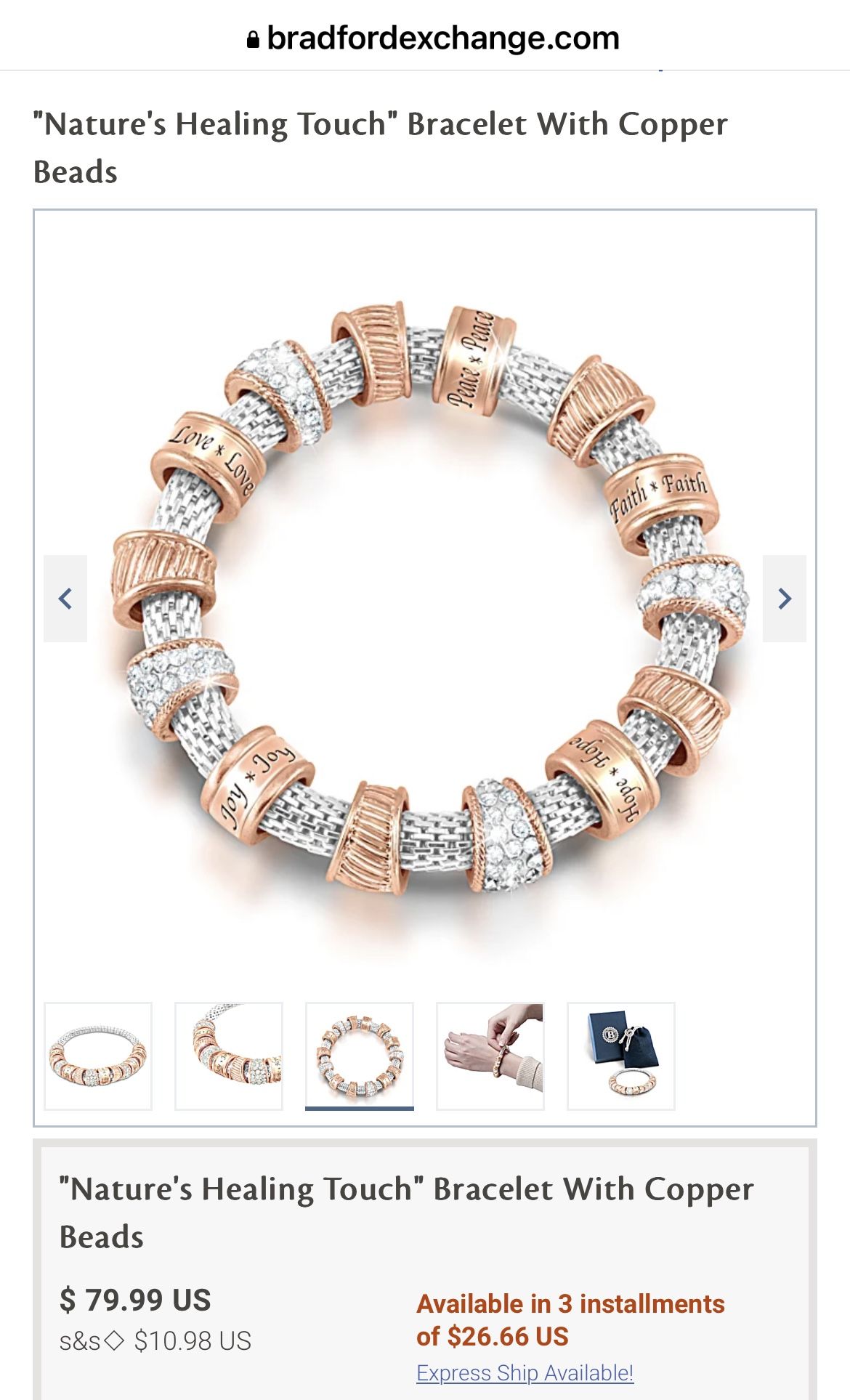 Copper Beading & Swarovski Crystal Bracelet