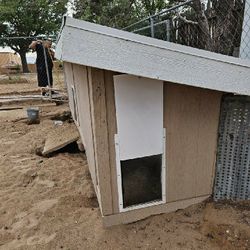Dog House With Full Size Chain Link Kennel