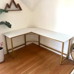 Modular White and Gold Desk