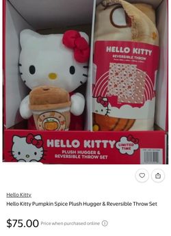 Hello Kitty pumpkin spice plush hugger with reverse throw