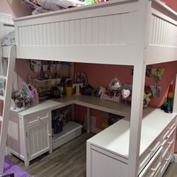 Bunk Bed Full Size Desk/Dresser Underneath 