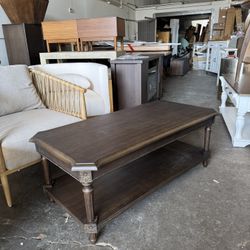 Maven Lane Pullman Traditional Rectangular Wooden Coffee Table, Antiqued Brown