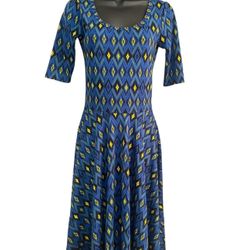 Lularoe Blue And Yellow Dress Size XS A9