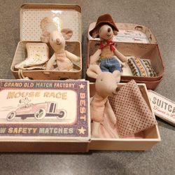 Tiny "Mouse In A Box" (Suitcases & Matchbox) 3 Total