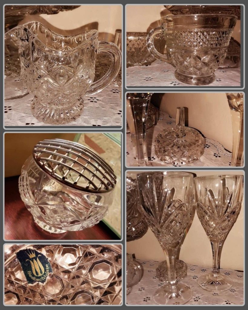 X6 VINTAGE GENUINE CRYSTAL CREAMER CUP MUG DISH WINE GLASS BOWL FROG INSERT JEWELRY HOLDER DISPLAY