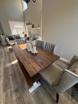 Solid wood Farmhouse table ( custom made locally )