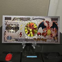 Silver Foil Plated Charizard Pokémon Banknote 