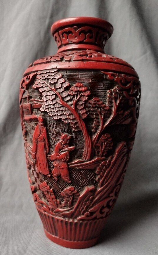 Antique Chinese Lacquer Carved Bottle

